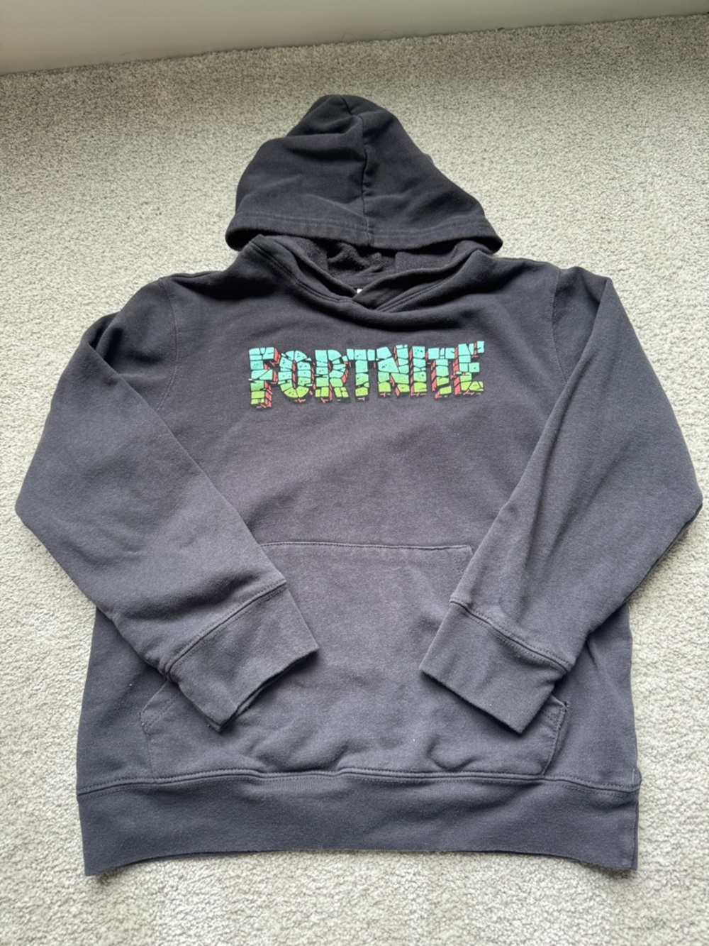 Fortnite Kids Dark Gray Hooded Sweatshirt with Color Block Logo